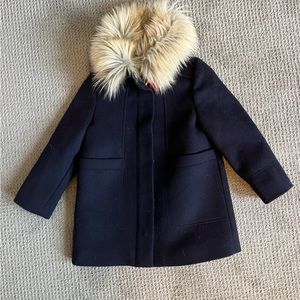 NWOT Girls Crewcuts peacoat (jacket) with faux fur collar - Size 4/5